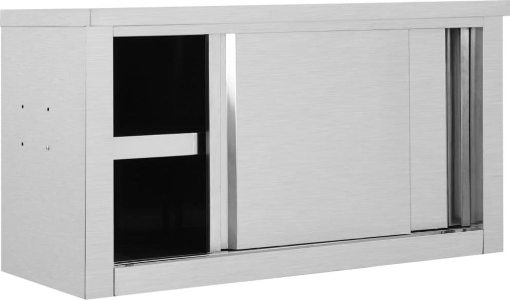 vidaXL Wandhängeschrank mit Schiebetüren 90×40×50 cm Edelstahl