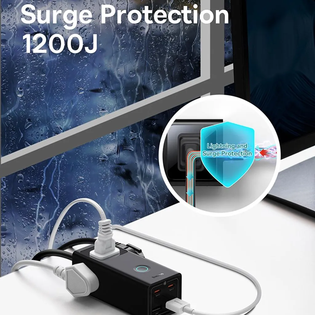 Multiprise USB-C 65W Baseus PowerCombo - Station de charge bureau noire