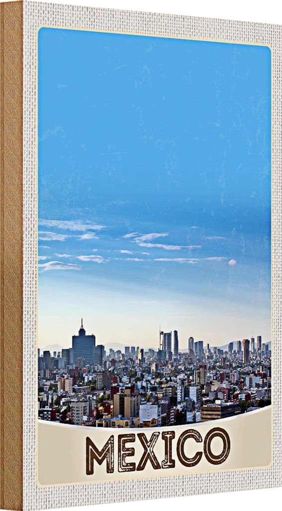 Holzschild Reise 20x30cm Aussicht auf Mexiko Amerika USA Urlaub