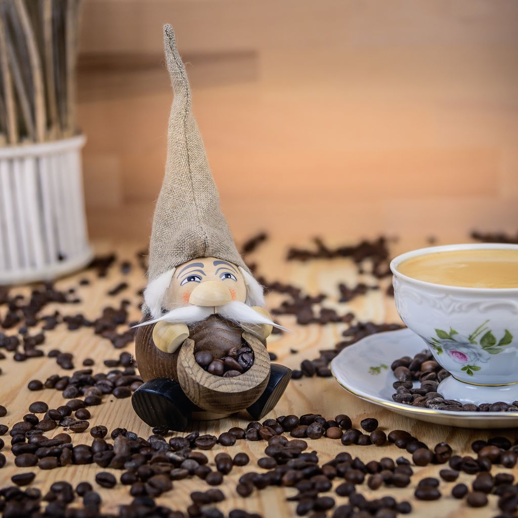Lustige Kugelräucherfigur aus Seiffen 19 cm, Typ:Duftzwerg Kaffee