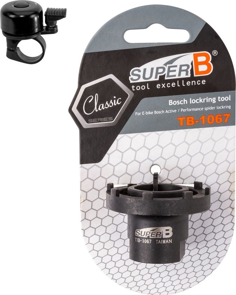 SUPER B Sicherungsringwerkzeug TB-1067 Spider Nut inkl. Fahrradklingel