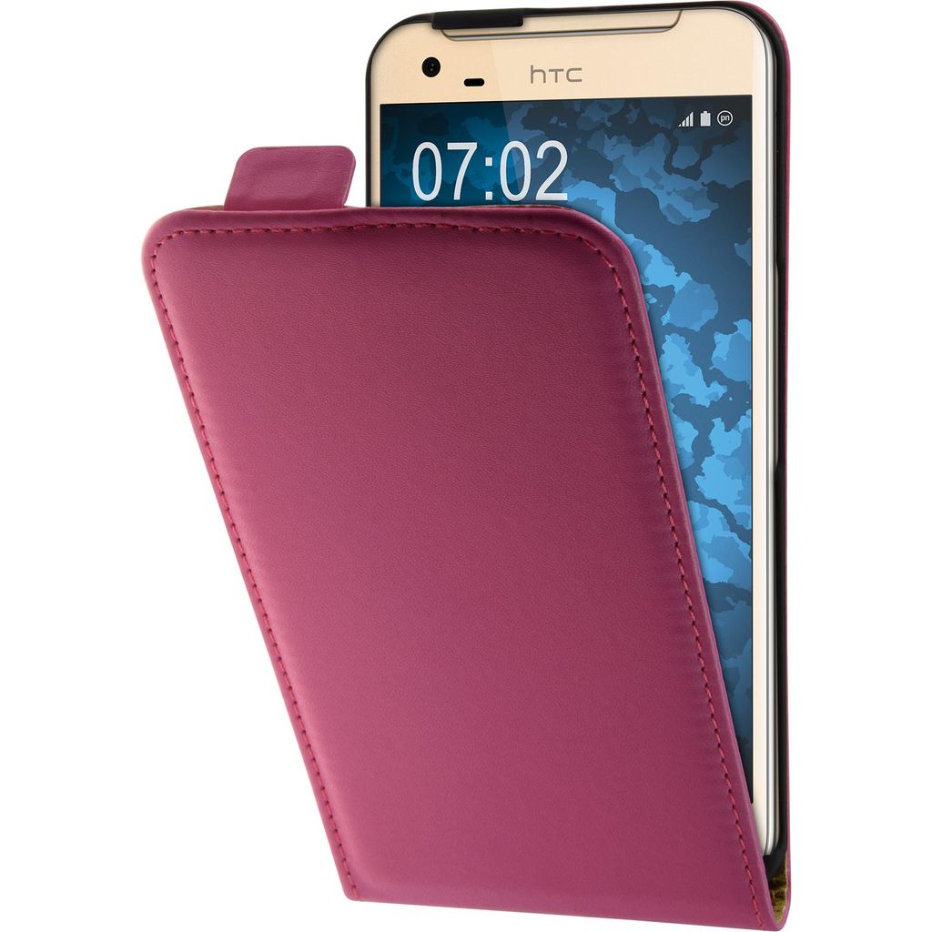 PhoneNatic Kunst-Lederhülle kompatibel mit HTC One X9 - Flip-Case pink Cover