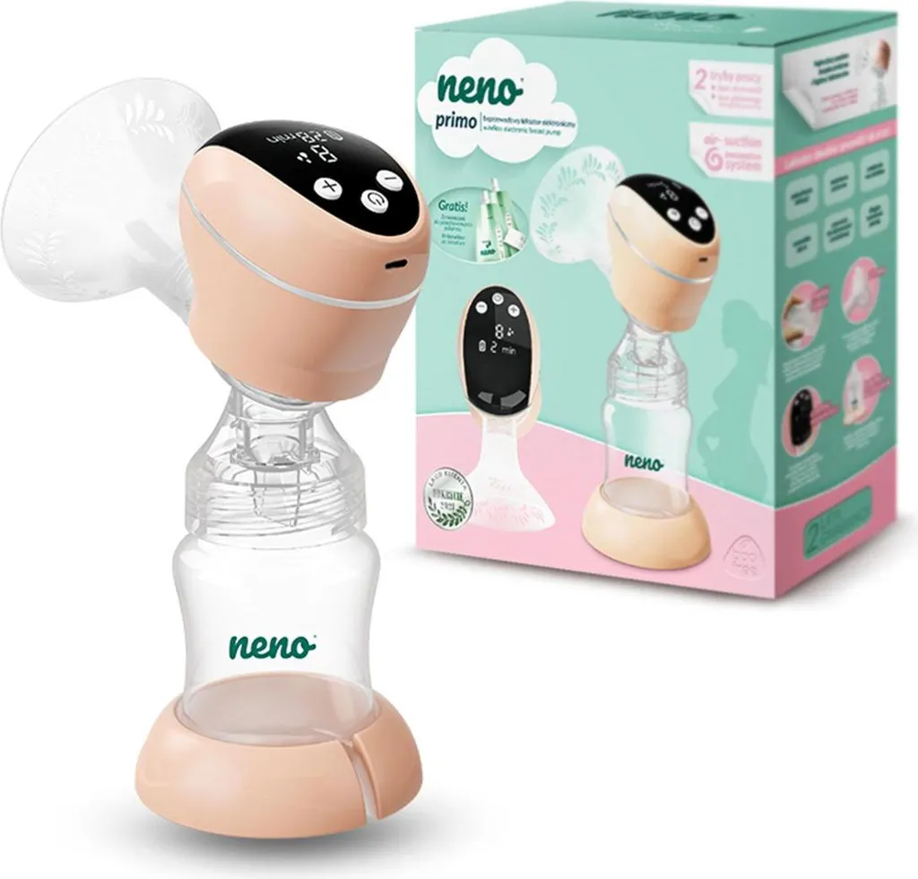 Tire-lait électrique portable Neno Primo rose avec batterie intégrée