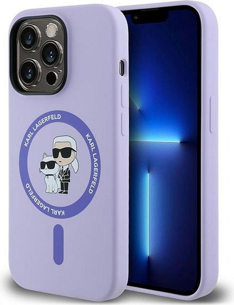 Karl Lagerfeld KLHMP14LSCMKCRHU iPhone 14 Pro 6.1" lila hardcase Silicone Karl&Choupette Heads Ring MagSafe Schutzhülle