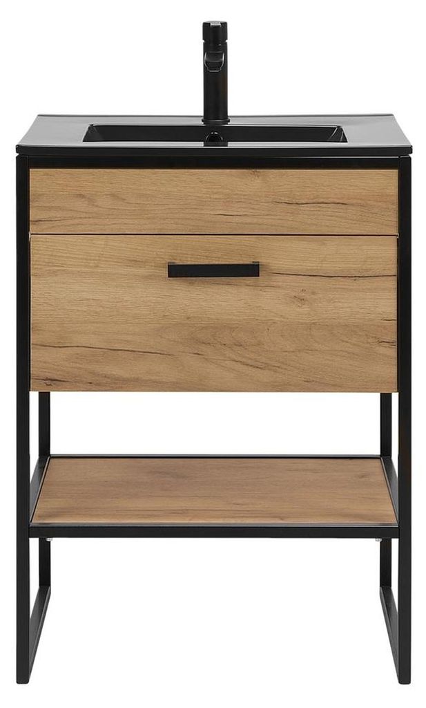 Badmöbel Set 60cm Waschbecken mit Unterschrank Waschtisch Loft Stil Badezimmer