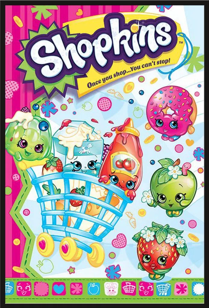 Affiche Shopkins Once You Shop et Cadre Shinsuke Maxi Noir 61x91,5 cm