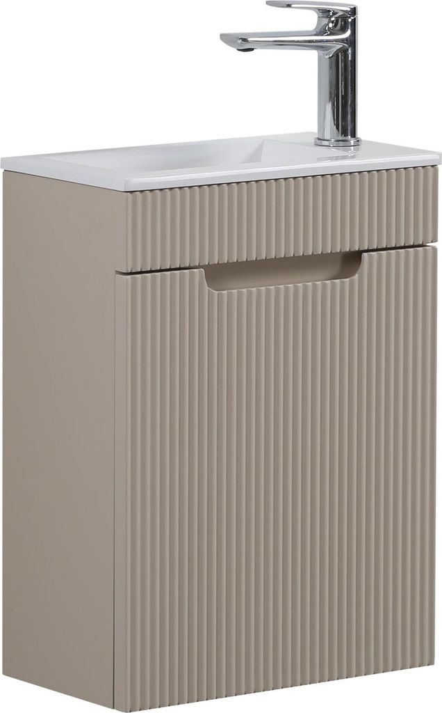 Badplaats Gäste-WC Waschtisch Set Thermis 40 x 22 cm Cashmere - Badmöbel Set mit Waschbecken und Unterschrank, Vormontiert und mit Soft-Close