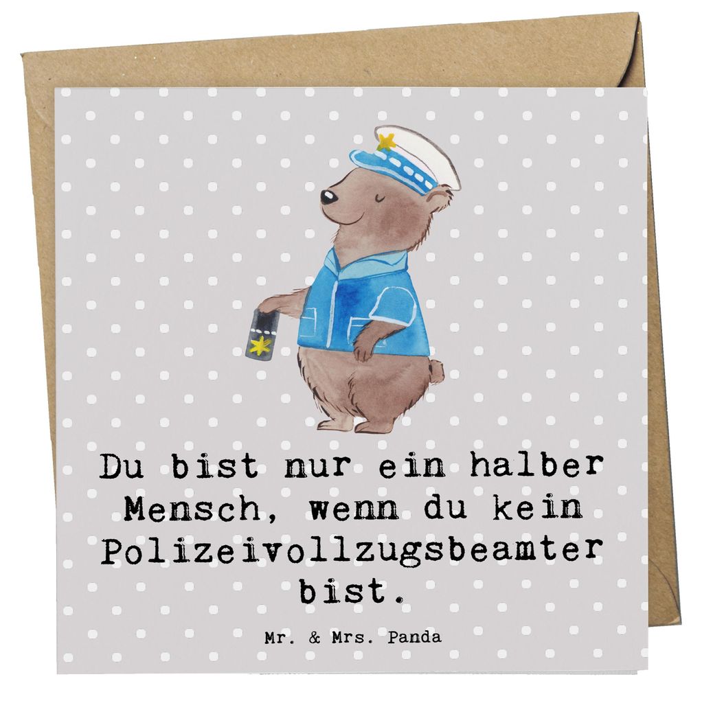 Mr. & Mrs. Panda Grußkarte Polizeivollzugsbeamter Herz - Grau Pastell - Geschenk, Polizist, doppelkarte, Glückwunschkarte, Polizei, faltkarte, an...