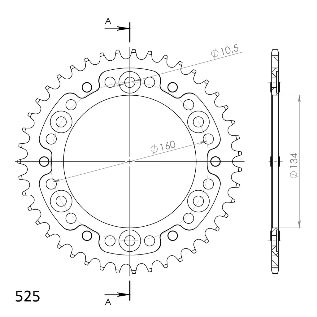 Couronne Supersprox Stealth noire 43 dents 525 : durabilité maximale
