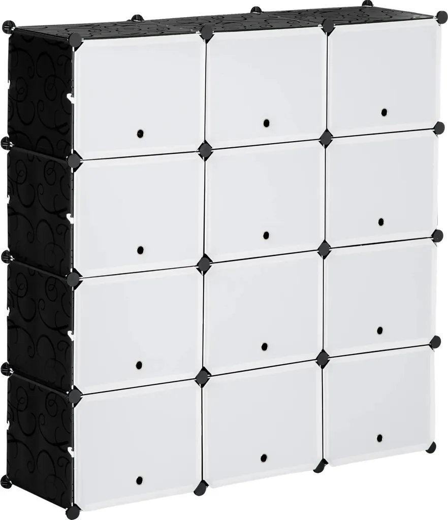 Armoire modulaire 12 cubes 125x125x32 cm, capacité 48 kg - Noir Mat