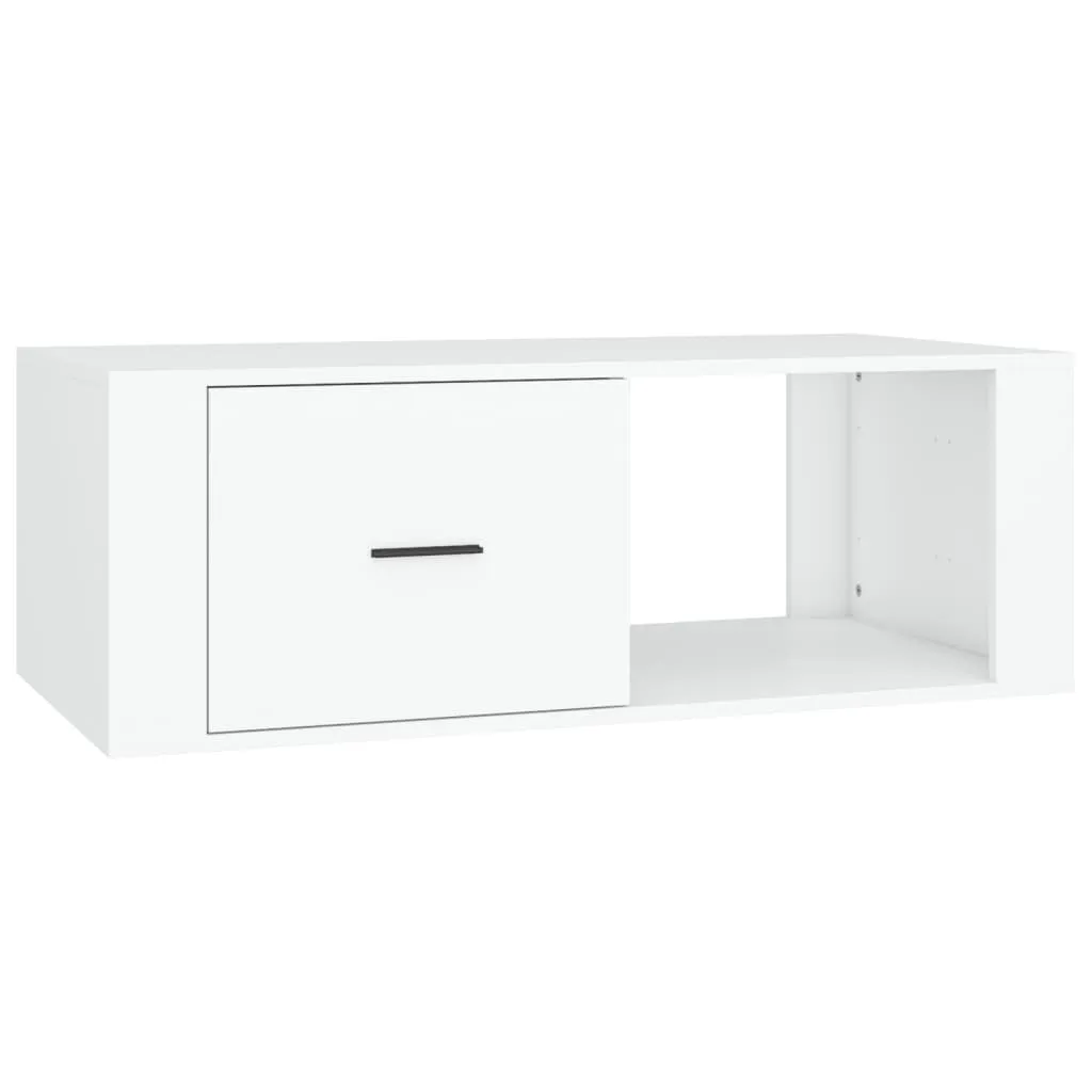 SYFAX Tavolino da Salotto Legno Multistrato Bianco 100x50,5 cm Moderno