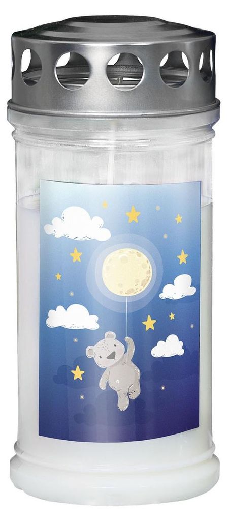 Gedenkkerze klein, Br/Mond mit Silberdeckel, Brenndauer bis Produktbild 