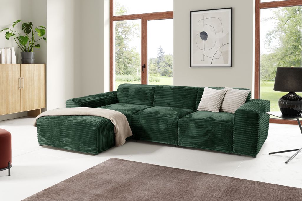 KEF Ecksofa Bali – L-Form – 290x69x190 cm – Möbel für Wohnzimmer – Wellenfederung + hochelastischer Schaumstoff – Polsterstoff – Rec...