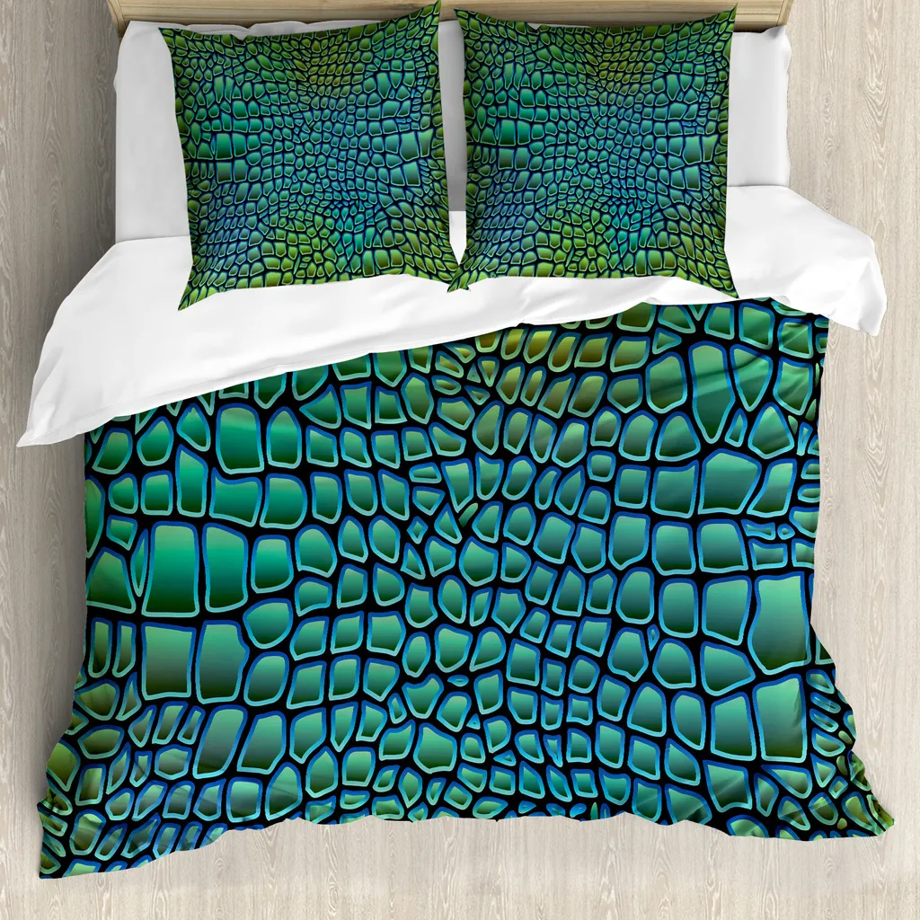 Set Copripiumino Matrimoniale ABAKUHAUS Alligatore - No Stiro AntiAcaro