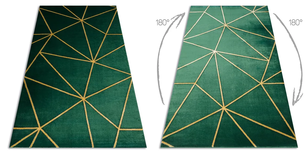 Tapis EMERALD 1013 Glamour Vert Bouteille et Doré Géométrique 160x220 - 2