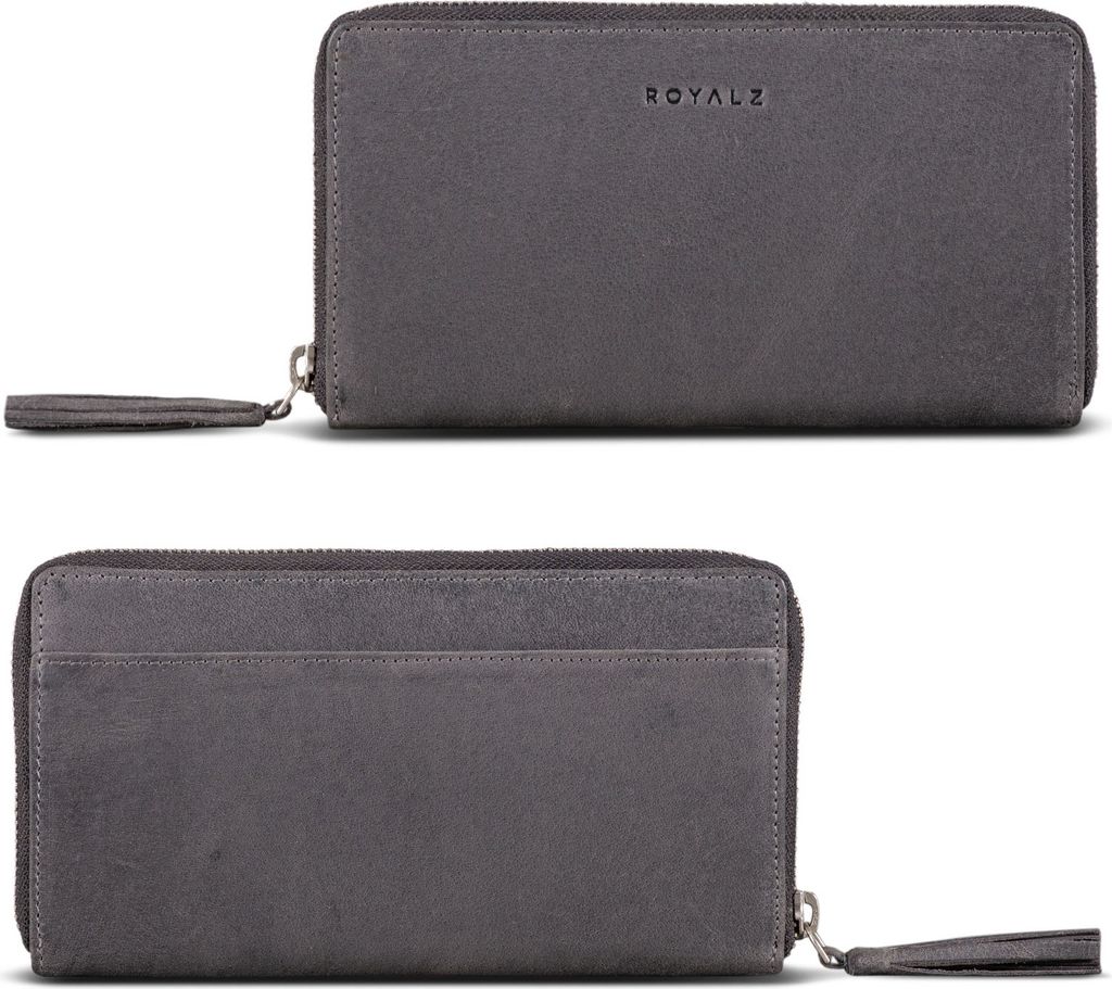 ROYALZ "Helena" Vintage Leder Portemonnaie Damen groß Reißverschluss viele Fächer Geldbörse Damen RFID Schutz Geldbeutel Frauen Leder