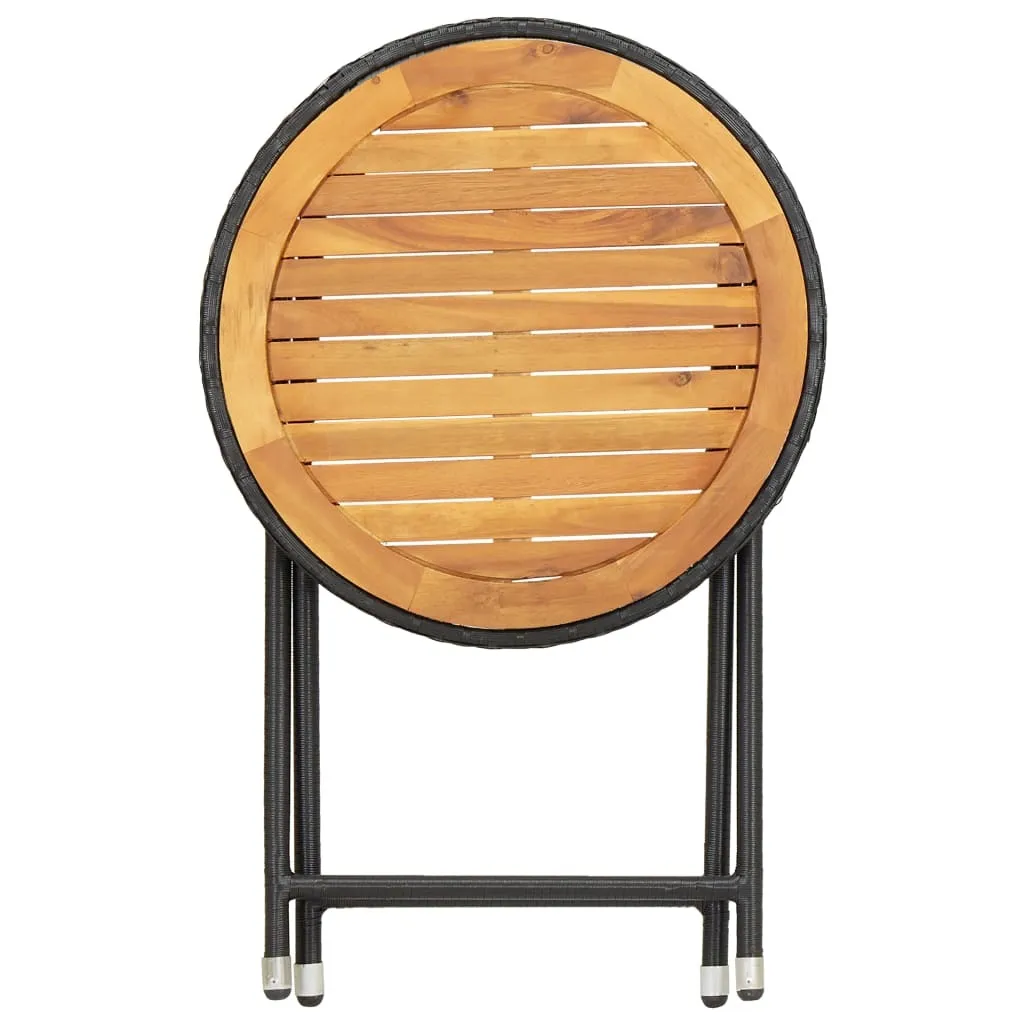 Tavolino vidaXL Esterno Nero 60 cm | Rattan PE e Acacia Massiccia - 4