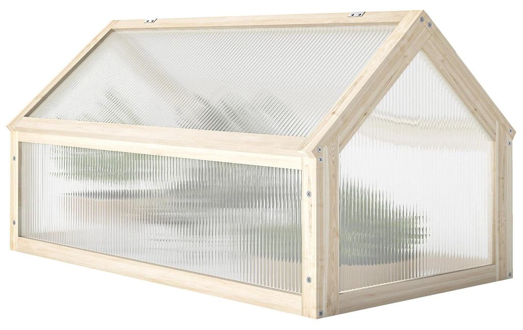 Holz Frühbeet Gewächshaus - Mini Gewächshaus für Garten und Balkon - 90 x 52 x 49,5 cm - Stabiler Pflanzenkasten - Khaki