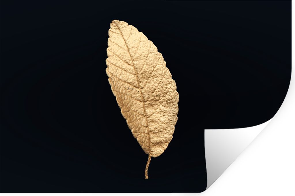 MuchoWow Wandtattoo Wandsticker Wandaufkleber Schwarz und Gold - Blätter - Schwarz - Pflanzen - Luxus 90x60 cm Selbstklebend und Repositionierba...