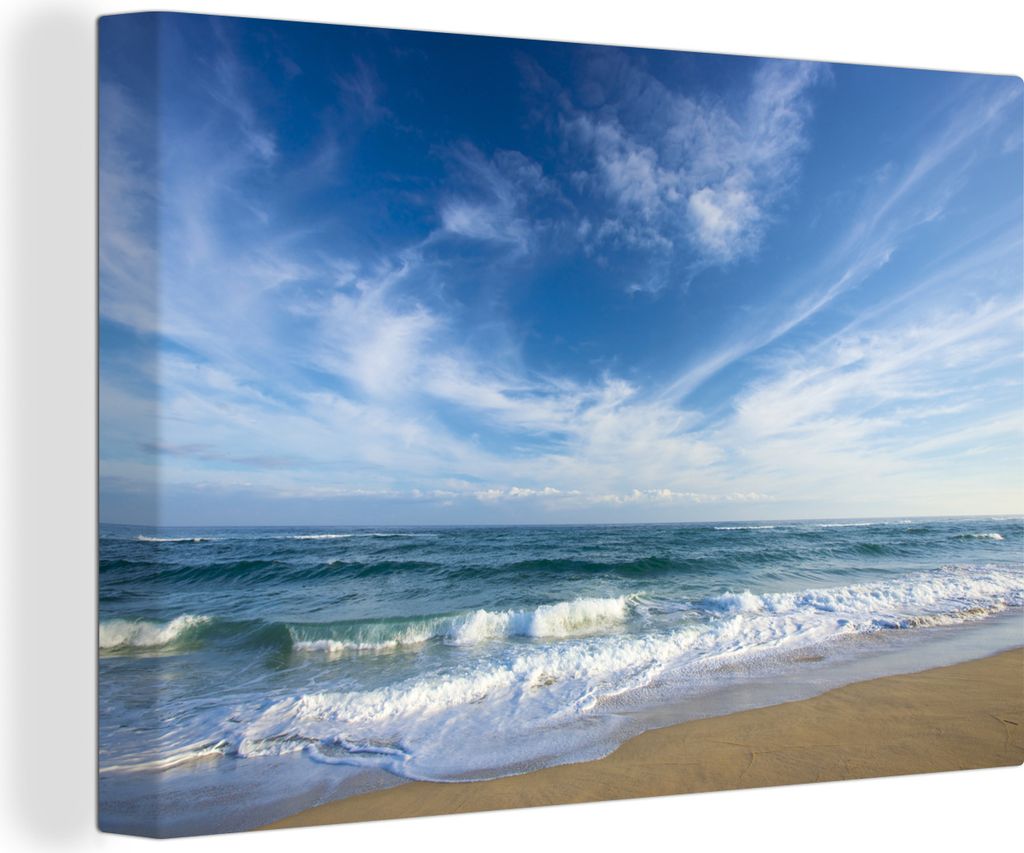 OneMillionCanvasses - Leinwandbilder - 140x90 cm, Foto der blauen Wellen am Strand in Japan, Wandbilder Kunstdruck Wanddekoration - Foto auf Lein...