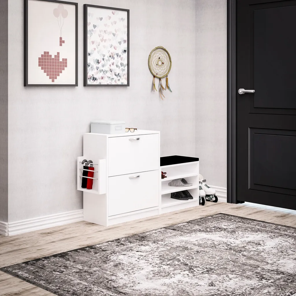Meuble à chaussures blanc design scandinave pour un rangement discret