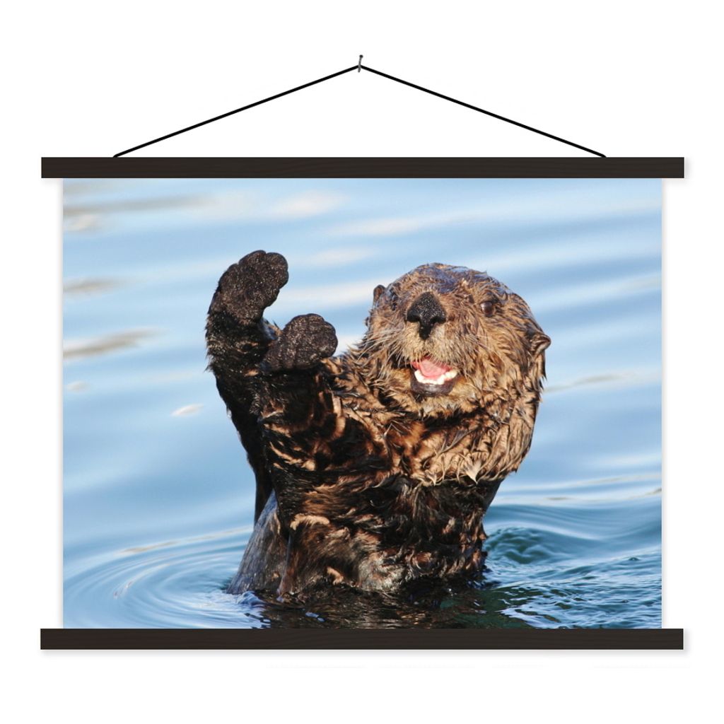 MuchoWow Textilposter Otter im Wasser 60x45 cm mit schwarzem Rahmen - Poster Schlafzimmer