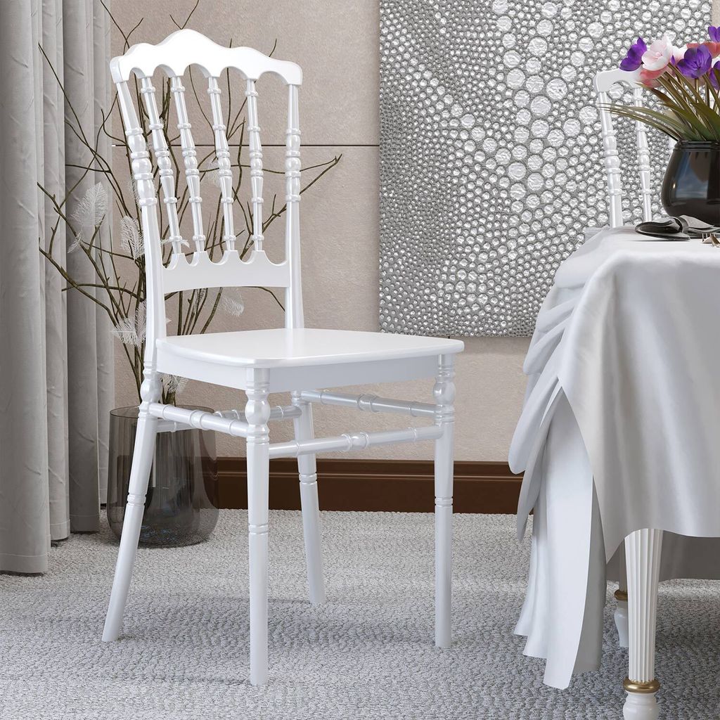 8er-Set ESTELA | Hochzeitsstuhl | Weiß | Kunststoff | Stapelbar | Chiavari Stuhl, Chiavarina Stuhl, Tiffany Stühle, Saal Stapel Stuhl Stühle