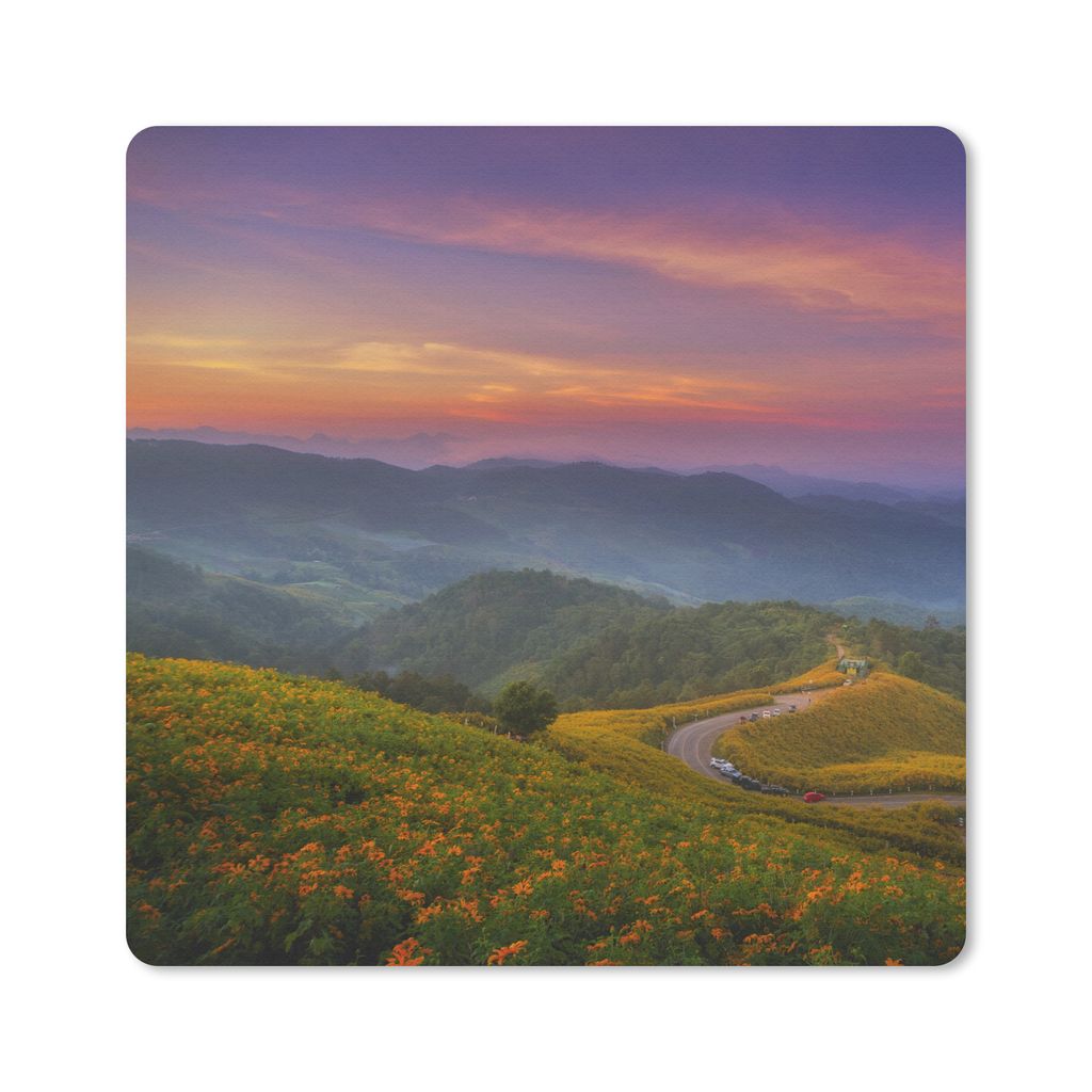 MuchoWow Mauspad Mousepad Berge - Farben - Pastell 20x20 cm - Mousepads - Maus Mat - Pad - Mausunterlage - Desk Mat - Bureauartikeln