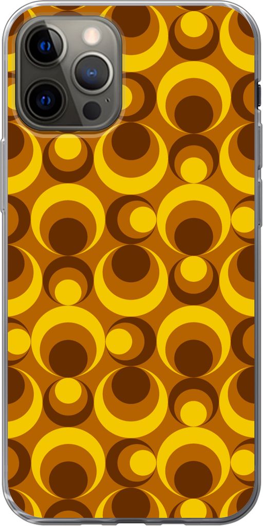 MuchoWow Handyhülle Schutzhülle Hülle für Telefoonhoesje iPhone 13 Pro Muster - Retro - Braun - Gelb Silikon Softcase Handy Hülle - Handy-Ta...