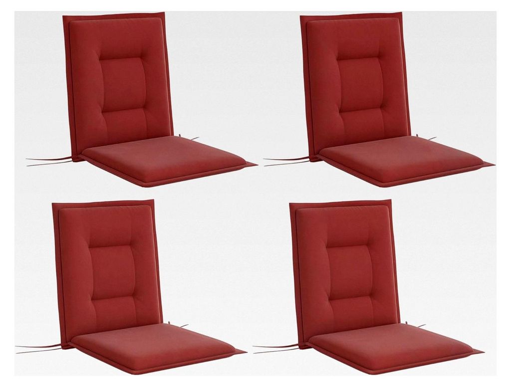 4er Set Sitzkissen 108 x 50 x 5 cm mit Bändern, für Outdoor und Indoor, Sitzpolster für Gartenmöbel, Stühle, Esszimmerstühle, Weinrot