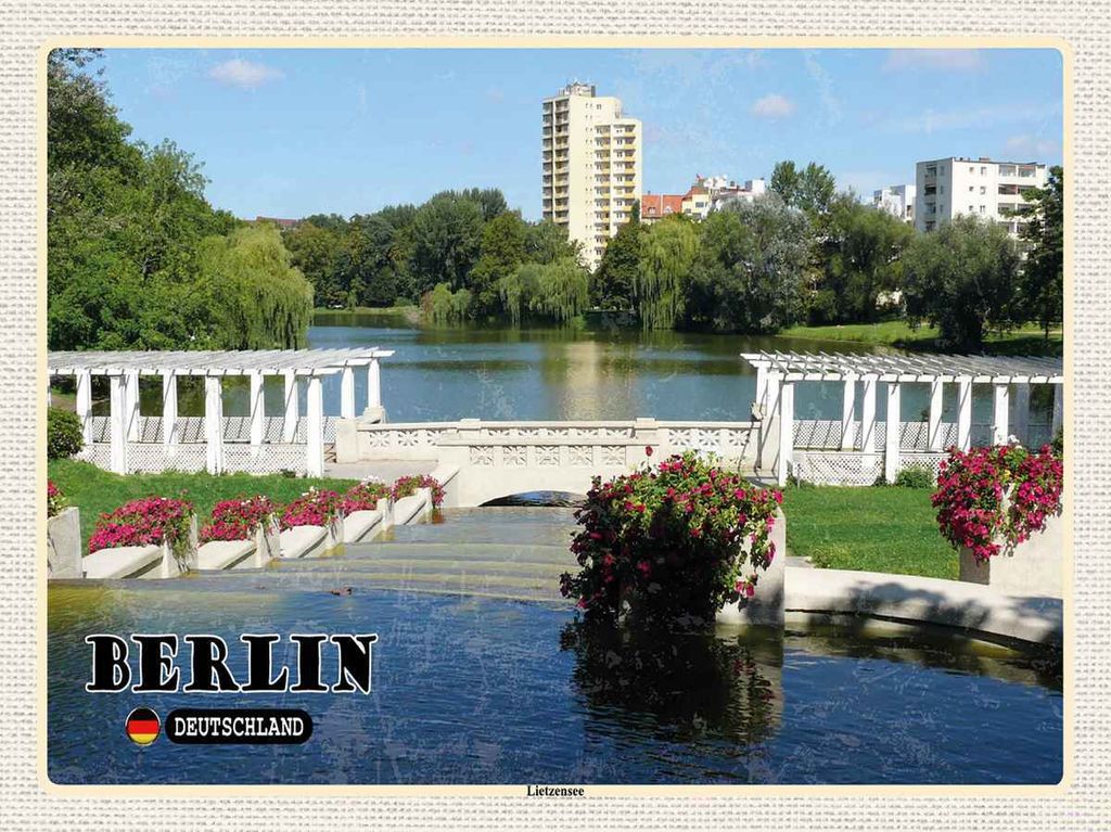 vianmo Holzschild 30x40 cm Berlin Deutschland Lietzensee Bildmotiv Reisemotiv Straße Stadt