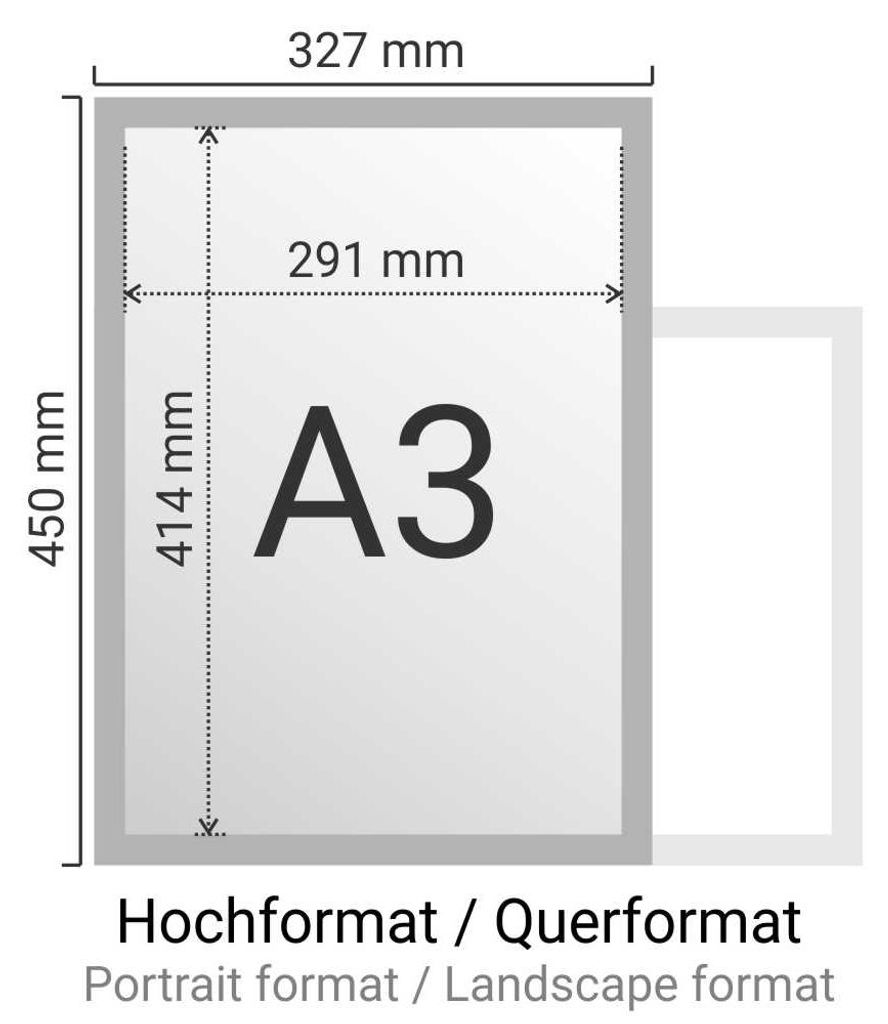 Dokumentenhalter DIN A4 Hoch & Querformat magnetisch grau Rand Dokumententasche Aushangfolie Magnetrahmen Hart PVC