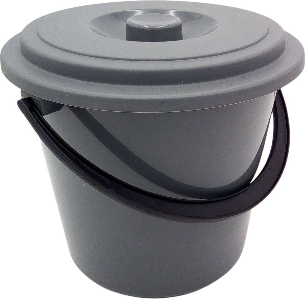 Eimer mit Deckel 5L Mülleimer Putzeimer Wassereimer Windeleimer Plastikeimer , Farbe:grau