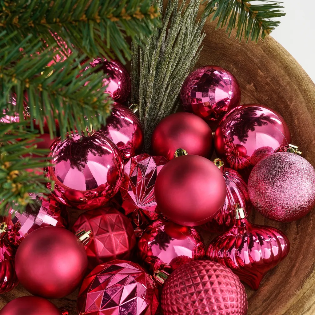 Mica Decorations Set de 60 Boules de Noël Rose Ø7 cm Incassables