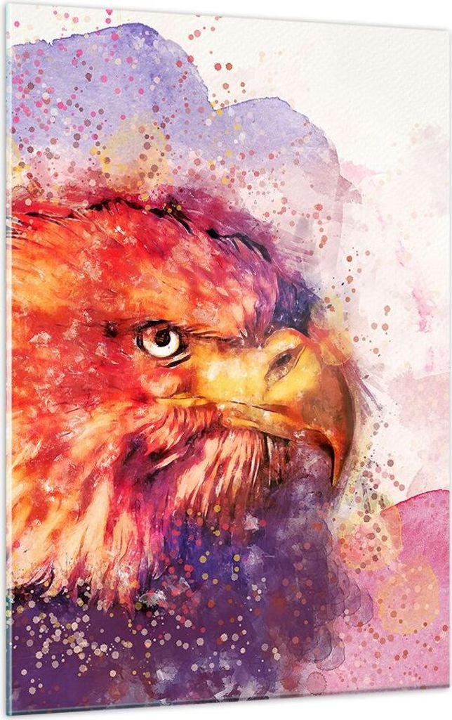 Bilder auf glas - Einteilig - Adler Vogel Feder - 50x70cm - Glasbilder - Wandbilder - Bilder - zum Aufhängen bereit - Wanddekoration aus Glas - Gl...