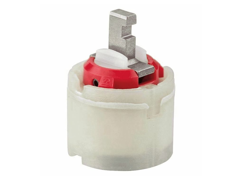 A close-up studio shot of a faucet cartridge.
