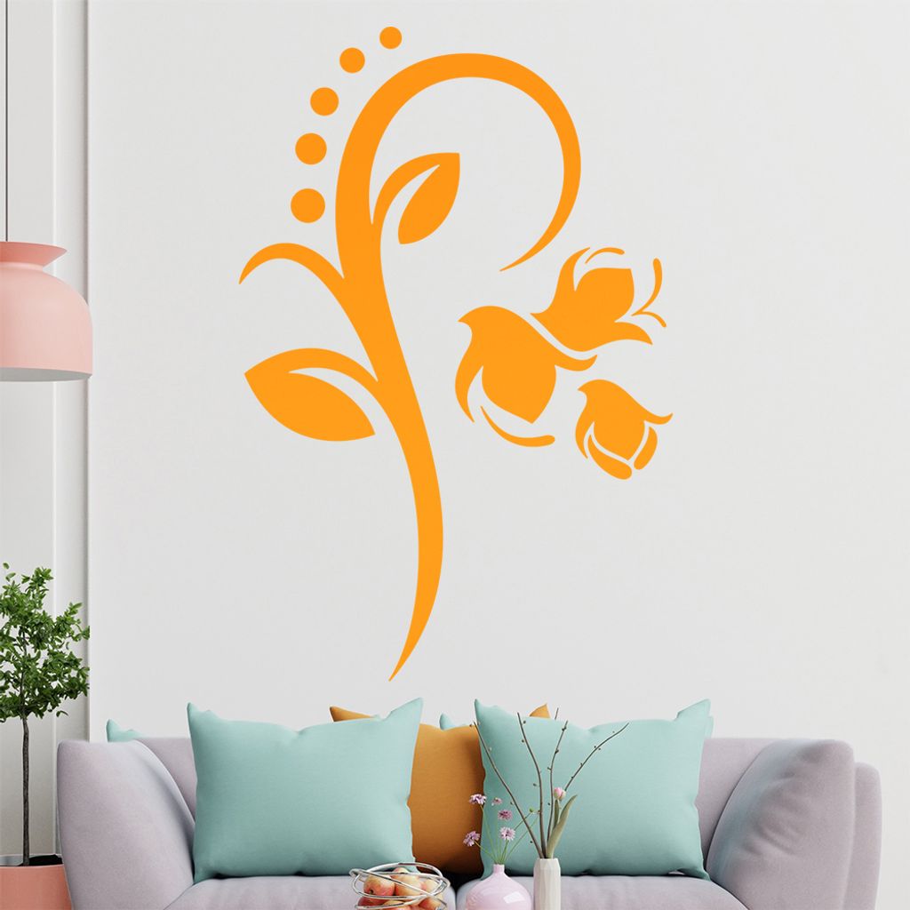 Blume - Linien Punkte Wandtattoo in 6 Größen - Wandaufkleber Wall Sticker - Dekoration, Küche, Wohnzimmer, Schlafzimmer, Badezimmer