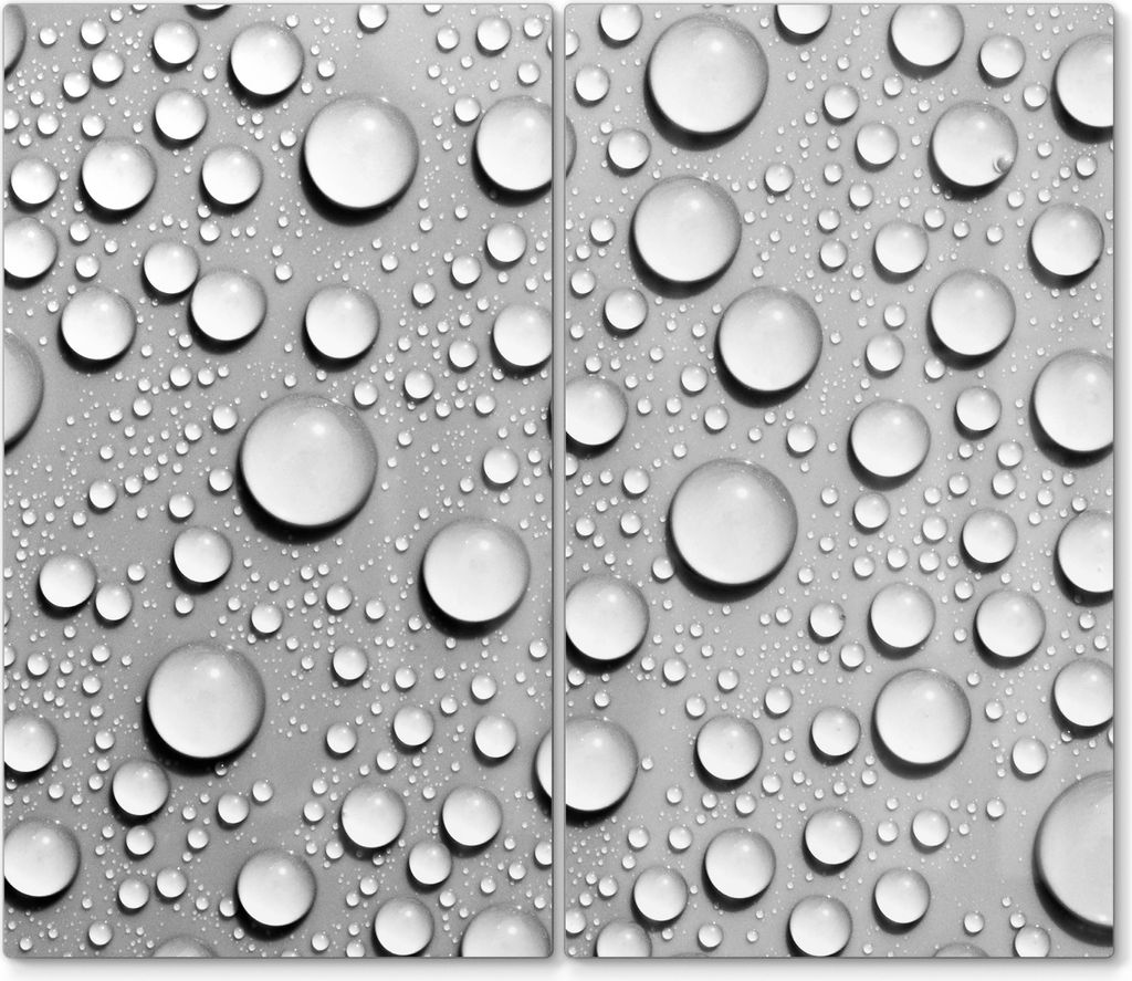 DEQORI Herdabdeckplatte Glas 2-tlg 'Tanz der Wasserperlen' Abdeckplatte Küche Glaskeramikkochfeld Herd