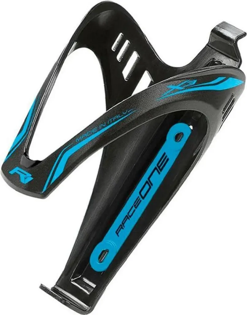 Porte-Bidon de Vélo Saccon Race One X3 Noir Mat et Bleu pour Route