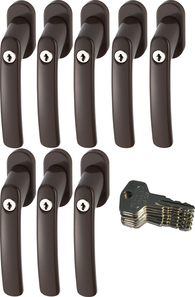 ABUS FG200 B SB abschließbarer Fenstergriff, braun im Set 8 Stück