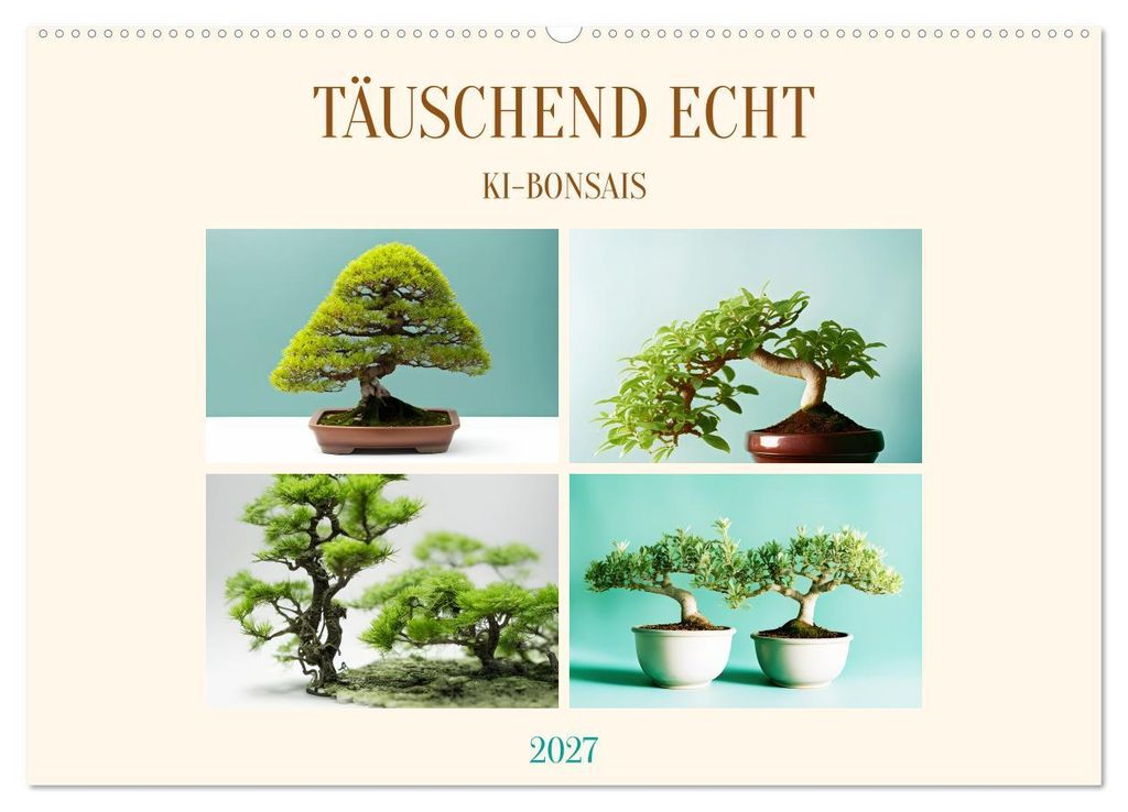 Täuschend echt KI-Bonsais (Wandkalender 2027 DIN A2 quer), CALVENDO Monatskalender