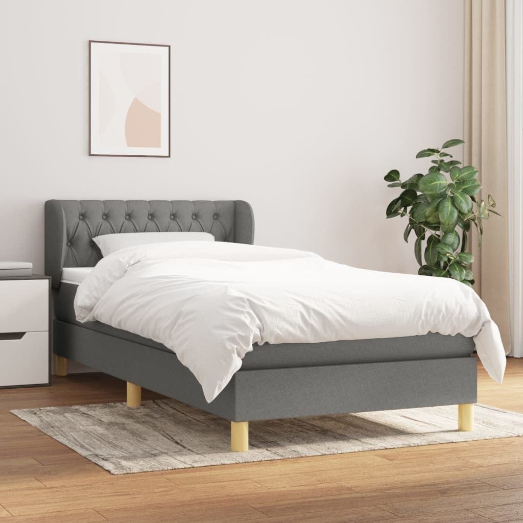 The Living Store Boxspringbett mit Matratze Dunkelgrau 100x200 cm Stoff