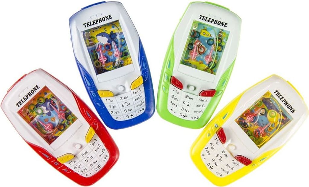 Geduldspiel Wasserspiel mit Ringen zum Fädeln, Telefon-Optik, ca. 11x6 cm