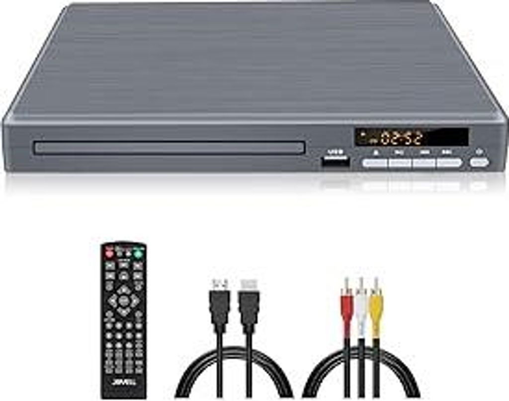 DVD-Player Grau - Regionenfrei DVD-Player für TV mit 1080P Hochskalierung - CD-Player DVD-Spieler mit Koaxial/HDMI/RCA-Ausgängen, Breakpoint-Spei...