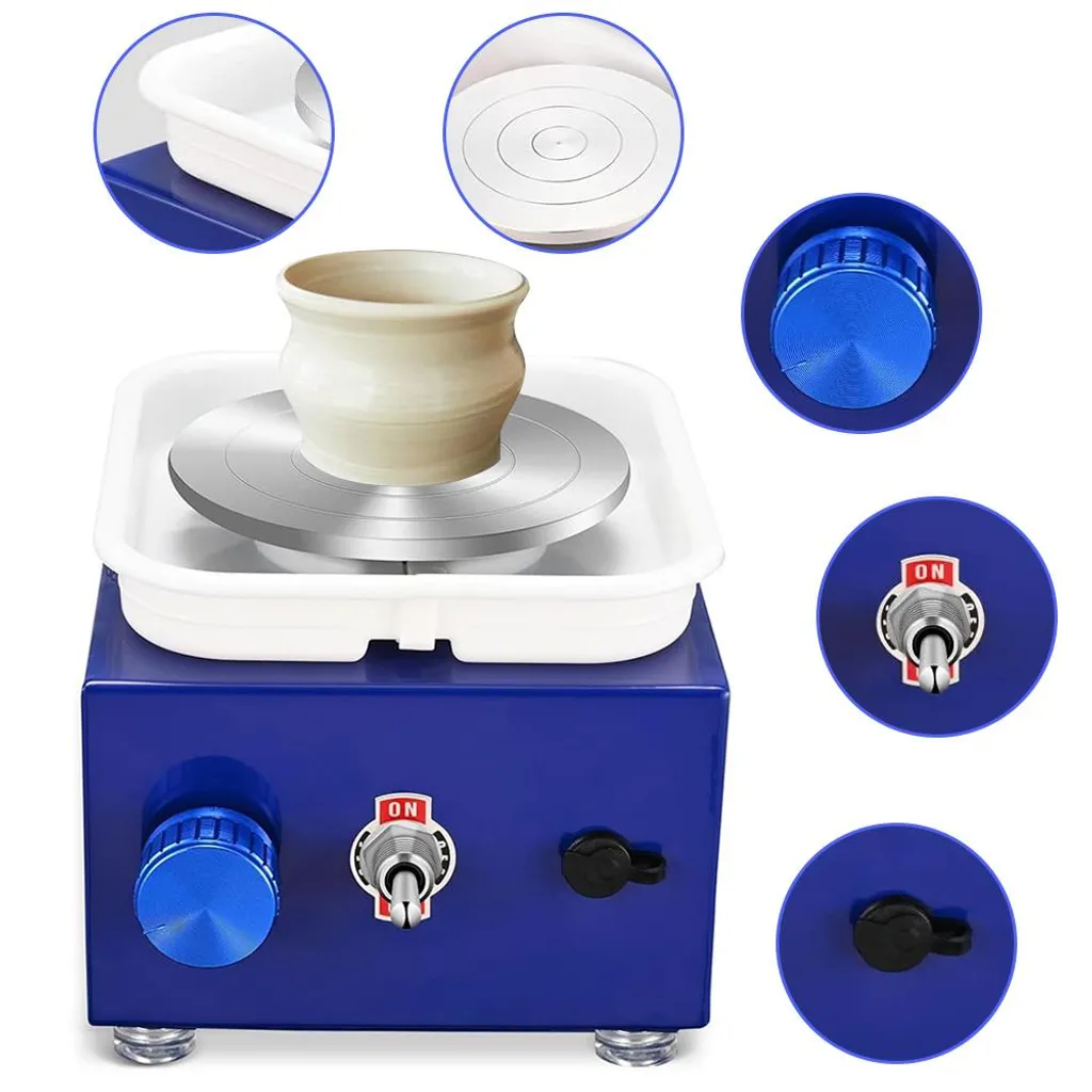 Machine à poterie miniature 2000 tr/min pour modelage céramique - Bleu - 8