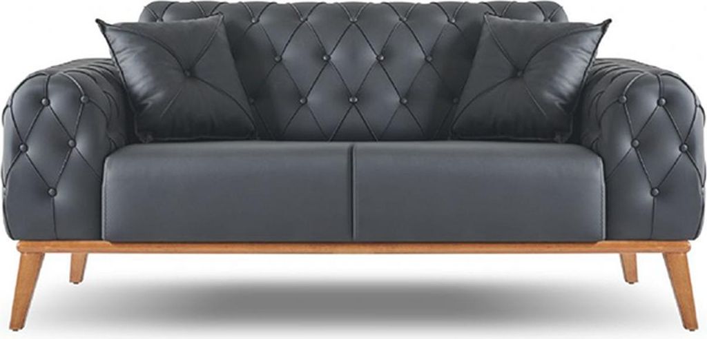 Chesterfield Schwarzer 2-Sitzer Leder Sitzmöbel Büro Möbel