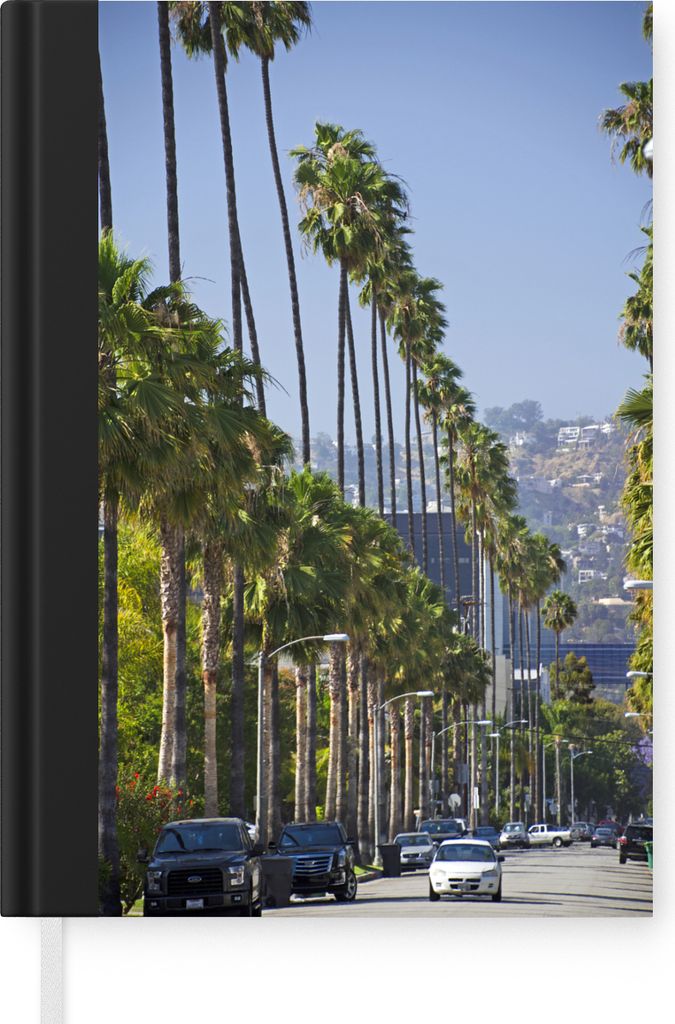 MuchoWow Notizbuch Tagebuch Haushaltsbuch Notebook A5 Palmen am Straßenrand in Beverly Hills, Nordamerika - Notizblock - Notizheft - Notebook - ...