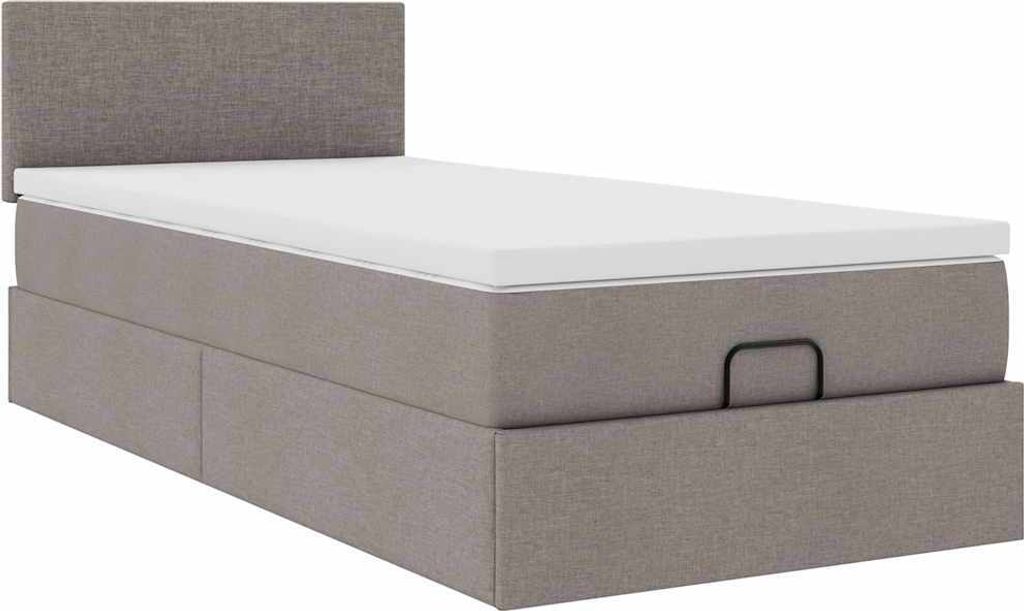 Ottoman-Bett mit Matratze Taupe 90x200 cm Stoff