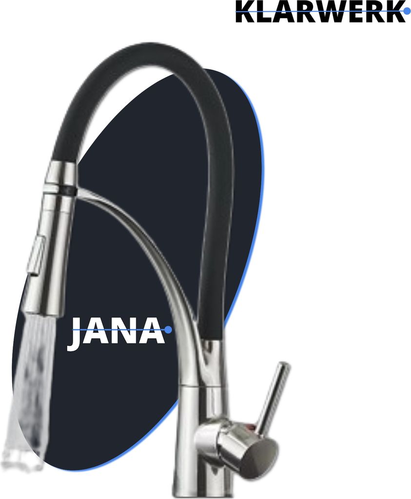 JANA | Edelstahl flexibel schwenkbare Küchenarmatur Silber Chrom | Mischbatterie hoher Bogen | Wasserhahn Hochdruck 360° 2 Anschlüsse Gastronomie