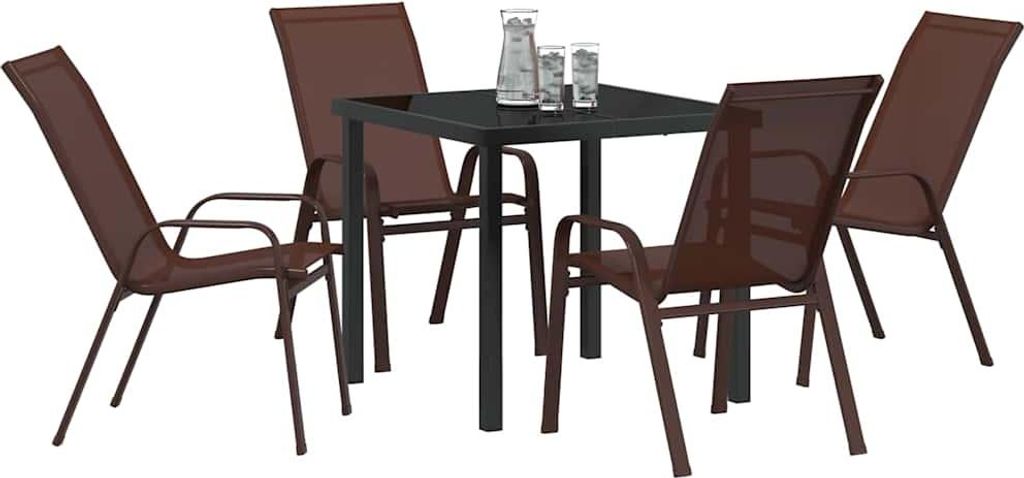 vidaXL Garten Essgruppe 5 pcs Braun und Schwarz